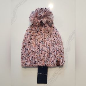 Lucky Brand Chunky Knit Confetti Pom-pom Beanie (Pink)
